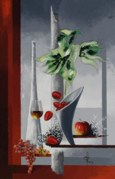 Zeitgenössisches Werk mit dem Titel « vase et fraises », Erstellt von FRANçOIS LASSERE