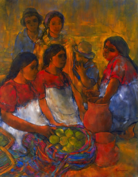 Zeitgenössisches Werk mit dem Titel « marché mexicain 2 », Erstellt von NICOLE DE FOMMERVAULT