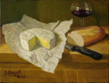 Zeitgenössisches Werk mit dem Titel « pain et camembert », Erstellt von GUERINO ANGELI