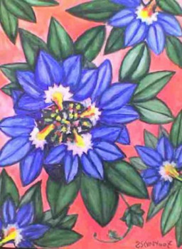 Zeitgenössisches Werk mit dem Titel « Fleurs bleues », Erstellt von STEPHANE CUNY