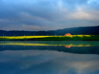 Zeitgenössisches Werk mit dem Titel « Le ciel, l'herbe et l'eau », Erstellt von JEAN-BERNARD VUILLE