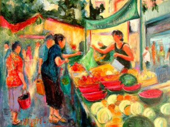 Zeitgenössisches Werk mit dem Titel « Le marché Provençal », Erstellt von FLAVIEN SEMPéRé