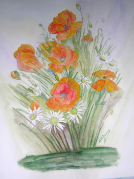 Zeitgenössisches Werk mit dem Titel « coquelicots et marguerites », Erstellt von ARCENCIELDEMARIE