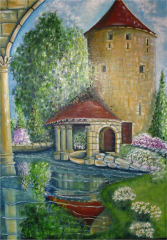 Zeitgenössisches Werk mit dem Titel « Le lavoir à Bèze », Erstellt von ABERNARDO