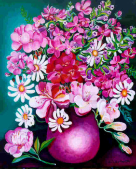 Zeitgenössisches Werk mit dem Titel « Bouquet en rose majeur », Erstellt von ABERNARDO