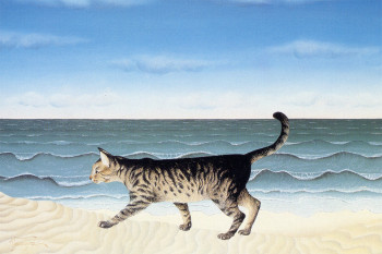 Zeitgenössisches Werk mit dem Titel « Le chat à la plage », Erstellt von BERNARD VERCRUYCE