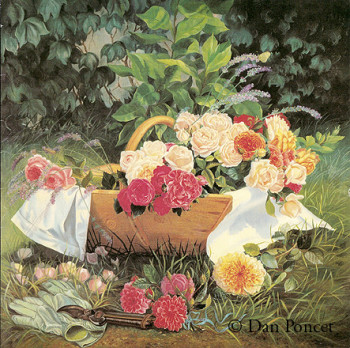 Zeitgenössisches Werk mit dem Titel « Cueillette dans le jardin de roses "Juiette Guillot" », Erstellt von DAN PONCET