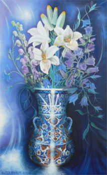 Zeitgenössisches Werk mit dem Titel « Le vase bleu calligraphié2 », Erstellt von ABERNARDO