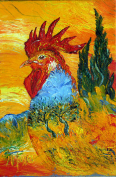 Zeitgenössisches Werk mit dem Titel « LE COQ DE VINCENT », Erstellt von MARIE-FRANCE BUSSET