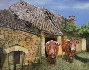 Zeitgenössisches Werk mit dem Titel « Maison de vaches », Erstellt von HERBERT MAST