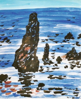 Zeitgenössisches Werk mit dem Titel « Claude Monet - Rochers de Belle-ils 1886 », Erstellt von KSENIA MILICEVIC