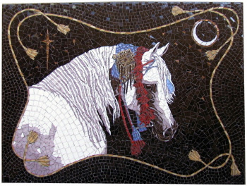 Zeitgenössisches Werk mit dem Titel « "Fils du vent" cheval arabe », Erstellt von CTN MOSAIQUE