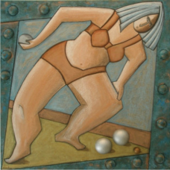 Zeitgenössisches Werk mit dem Titel « PARTIE DE BOULE », Erstellt von NATHALIE MOLIN