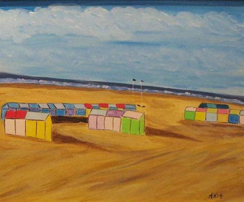 Zeitgenössisches Werk mit dem Titel « Berck Plage "Les cabines" », Erstellt von ANIA