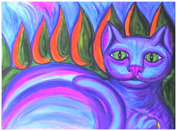 Zeitgenössisches Werk mit dem Titel « Die psychedelische Katze », Erstellt von STEPHANE CUNY