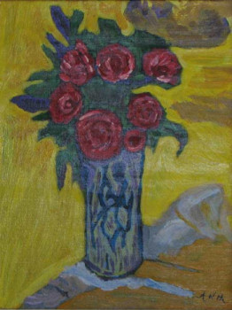 Zeitgenössisches Werk mit dem Titel « Bouquet de roses », Erstellt von ANIA