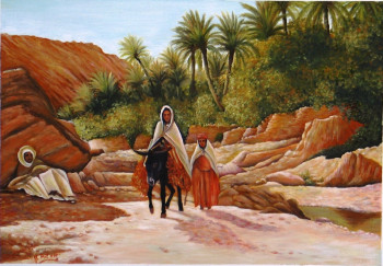 Zeitgenössisches Werk mit dem Titel « une oasis à biskra zibane », Erstellt von ABDELMALEK FILAH