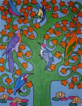 Zeitgenössisches Werk mit dem Titel « L'arbre aux oiseaux », Erstellt von JACQUES PERRETTI