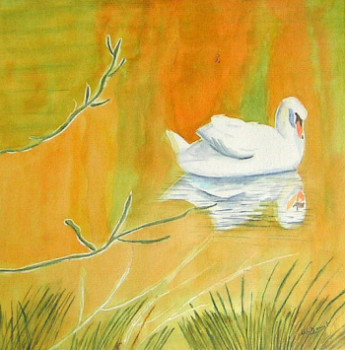 Zeitgenössisches Werk mit dem Titel « cygne sur l'étang », Erstellt von ARCENCIELDEMARIE