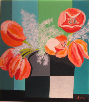 Zeitgenössisches Werk mit dem Titel « tulipes », Erstellt von ANIA