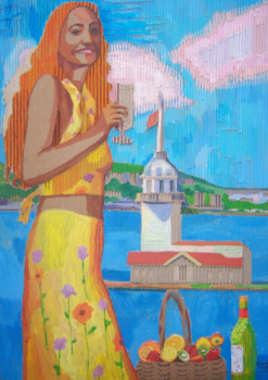 Zeitgenössisches Werk mit dem Titel « the girl from galata tower », Erstellt von LESYA DEMCHENKO