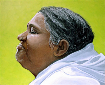 Zeitgenössisches Werk mit dem Titel « PORTRAIT - Amma (Sri Amritanandamayi Dévi) », Erstellt von AGRISELIN