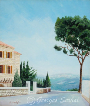 Zeitgenössisches Werk mit dem Titel « L 048 - Sur la route de Bikfaya / Liban », Erstellt von GEORGES SERHAL