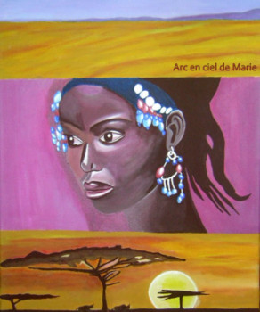 Zeitgenössisches Werk mit dem Titel « triptyque femme africaine », Erstellt von ARCENCIELDEMARIE