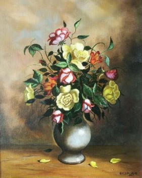 Zeitgenössisches Werk mit dem Titel « Les roses du jardin », Erstellt von ANDRé GILLOUAYE