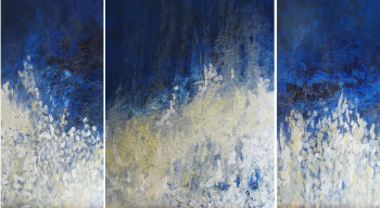 Zeitgenössisches Werk mit dem Titel « Bleu V Triptyque », Erstellt von MARCO