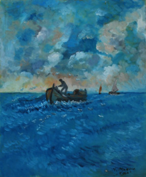 Zeitgenössisches Werk mit dem Titel « Pêche en mer », Erstellt von NIKOLA MANCIC