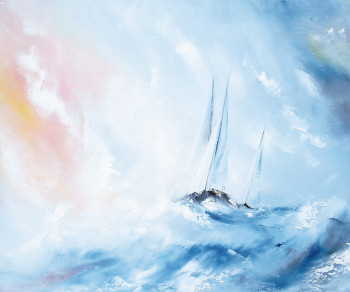 Zeitgenössisches Werk mit dem Titel « VOILES A L'AUBE », Erstellt von GEORGE-LOUIS VOYER