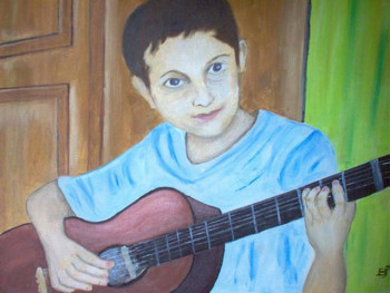 Zeitgenössisches Werk mit dem Titel « enfant à la guitard », Erstellt von BERNI