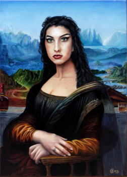 Zeitgenössisches Werk mit dem Titel « Mona Lisa au visage d'Amy Winehouse », Erstellt von KERMIT