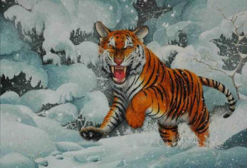 Zeitgenössisches Werk mit dem Titel « TIGRE DE SIBERIE », Erstellt von MICHEL MICHAUX