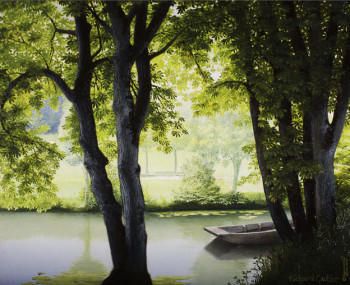 Zeitgenössisches Werk mit dem Titel « MAGIE VERTE (MARAIS POITEVIN) 1 », Erstellt von GAUTIER