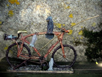 Zeitgenössisches Werk mit dem Titel « vélo et oiseau 2 », Erstellt von CREATIONS FROGAROO