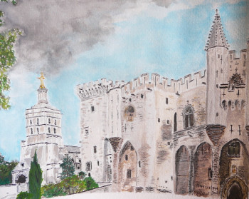 Zeitgenössisches Werk mit dem Titel « Avignon - le palais des papes », Erstellt von FRANCIS MICHOT