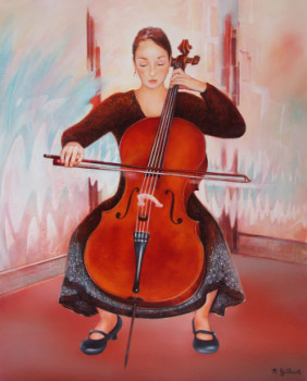 Zeitgenössisches Werk mit dem Titel « La violoncelliste », Erstellt von ANNIE GILBERT