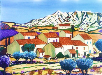 Zeitgenössisches Werk mit dem Titel « Paysage provençal », Erstellt von NADINE TEMMERMAN