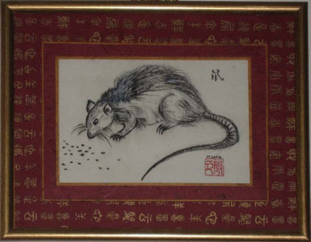 Zeitgenössisches Werk mit dem Titel « Rat - Signe astrologique chinois (2004) », Erstellt von BELLEC MICHELLE 