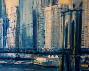 Zeitgenössisches Werk mit dem Titel « Blue bridge Brooklyn », Erstellt von CHRISTIAN MENARD