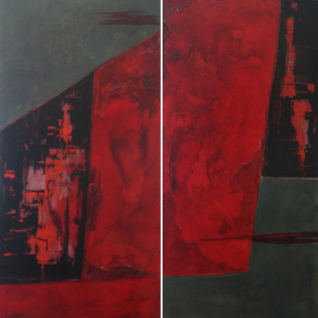 Zeitgenössisches Werk mit dem Titel « Rouge, Noir, Gris XIII   (Diptyque) », Erstellt von MARCO