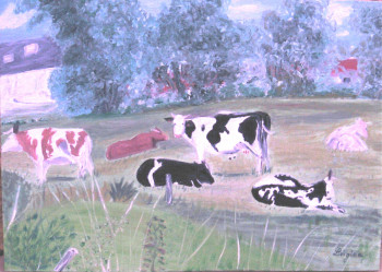 Zeitgenössisches Werk mit dem Titel « Les Vaches », Erstellt von LUIGINA