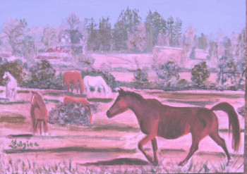 Zeitgenössisches Werk mit dem Titel « Chevaux », Erstellt von LUIGINA