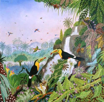 Zeitgenössisches Werk mit dem Titel « Toucans à carène », Erstellt von ALAIN THOMAS