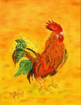 Zeitgenössisches Werk mit dem Titel « LE COQ D'AUTOMNE », Erstellt von MARIE-FRANCE BUSSET