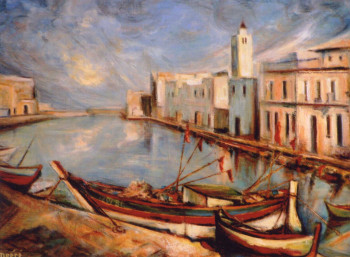 Zeitgenössisches Werk mit dem Titel « Le vieux port de Bizerte », Erstellt von FLAVIEN SEMPéRé