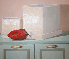 Zeitgenössisches Werk mit dem Titel « Still Life With a Red Pepper 1 », Erstellt von SOROKINA LELIA