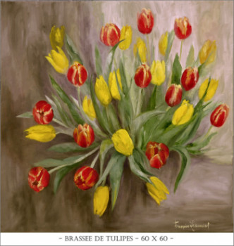 Zeitgenössisches Werk mit dem Titel « Brassée de tulipes », Erstellt von FRANçOISE LEDAMOISEL